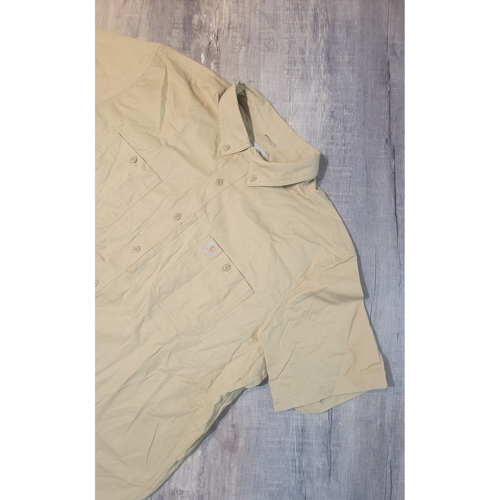 Carhartt Force Mens 3XL Relaxed Fit‎ Short Sleeve Button Down Shirt Tan 102537